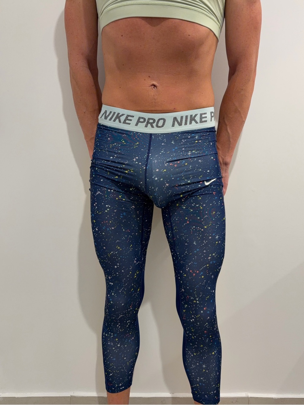 Nike Pro Galaxy Print Leggings Blue Size Youth Girls L
